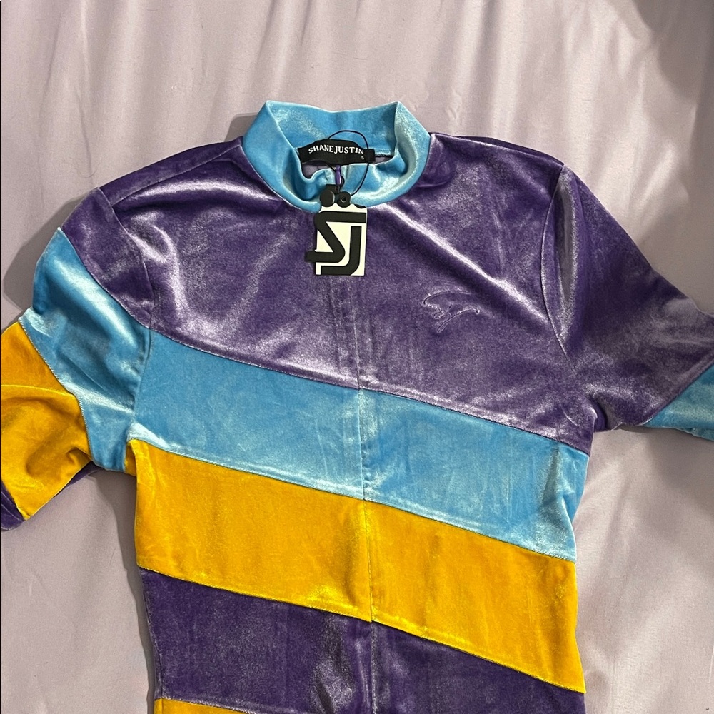 Shane Justin Velvet Colorblock Romper